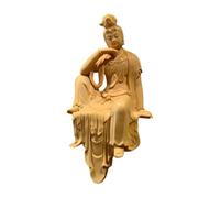 MagiDeal Estatua Decorativa Guanyin Buda Bodhisattva Figura Madera Boxwood Miniatura Sentada Talla Detallada Presencia Serena, 9 Cm, Style to 2