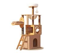 MagiDeal Estructura para Trepar Gatos Rascador Torre Gimnasio con Lateral Acolchada y Mirador Redondo Tazón Acrílico Suspendido y Juguete Colgante Diseño