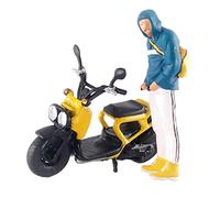MagiDeal Figura Diorama Motociclista Figuras Modelo Trenes Escala S Hombre Miniatura Resina Pintada Detallada Adecuada para Decoración Arquitectónica Micro PAI, Amarillo Azul