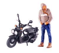 MagiDeal Figura Diorama Motociclista Figuras Modelo Trenes Escala S Hombre Miniatura Resina Pintada Detallada Adecuada para Decoración Arquitectónica Micro PAI, Gris Negro