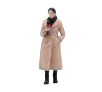 MagiDeal Figura Infantil Miniatura Vehículo Personaje Diorama Muñeco Resina Acabado Pintado Fácil de Ubicar en Espacios Reducidos, 1/64, Mujer Periodista con Gabardina
