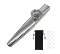 MagiDeal Flauta Kazoo para niños, instrumento musical con almacenamiento, funda de boquilla, diafragmas de flauta Kazoo para amantes de la música de fiesta, Plata