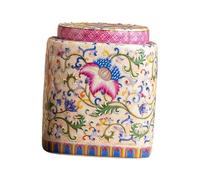 MagiDeal Frasco de Jengibre de cerámica con Tapa sellada Chinoiserie jarrón Cuadrado jarro de Almacenamiento Decorativo para Mesa de Comedor