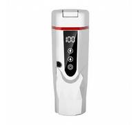 MagiDeal Hervidor de Coche 12V 24V Taza Eléctrica Termo Calentador Agua Portátil Acero Inoxidable 304 450ml Control y Cable Grueso Adecuado para Viajes de, Blanco Elegante
