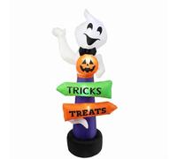 MagiDeal Inflable de Halloween Decoración Adorno Hinchable Eléctrica Figura Textil Prop Diseño de Pie de PU Poliéster Impermeable para Patio Casa Reuniones, Fantasma con Señal De Carretera