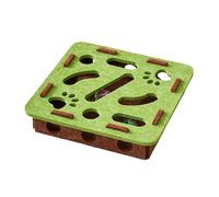 MagiDeal Juguete de Rompecabezas para Gatos, Actividad Sensorial, Juego de Laberinto de Fieltro con Bolas de Campana, Verde, Cuadrado