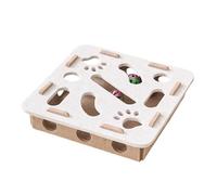 MagiDeal Juguete de Rompecabezas para Gatos, Actividad Sensorial, Juego de Laberinto de Fieltro con Bolas de Campana, CafÉ, Cuadrado