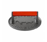 MagiDeal Manual para Hamburguesas dor de Cocina de Hierro Fundido con Agarre Estable de Madera para Sellar y Dorar y Sándwiches Adecuada para Plancha Parrilla Asados Comedor, Redondo