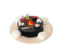 MagiDeal Mini Chimenea Miniatura Juego Decoración Escena Hogar Maqueta Diorama Accesorios Muñecas Resina Vidrio Detalle Montaje, Estilo De Fogata con Sushi, Camarones Y Arroz 13 Piezas