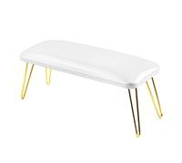 MagiDeal Nail Arm Rest Reposabrazos Confort para Manicura Almohadilla de Mano Resistente en Cuero PU Fácil de Limpiar Práctico Y Funcional para Mesa, Blanco y dorado