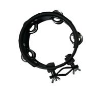 MagiDeal Pandereta de percusión, pandereta de mano, compacta, práctica, para baile, fiesta, boda, portátil, para batería, soporte para platillos, Negro