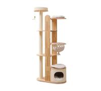 MagiDeal para Gatos Centro de Actividades Rascador Torre Refugio con Cueva Asiento Transparente Percha Alta Ahorro de Espacio con, Estilo De Cesta Colgante De Madera Maciza