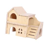 MagiDeal Pequeña casa de Madera para hámster, Laberinto de Madera, cabaña Multifuncional, con Agujeros de observación Lisos, hábitat de Dos Pisos para Jugar y