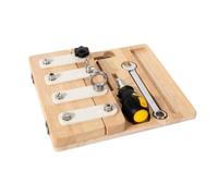 MagiDeal Tablero de Tornillos para Niños Juguete Juego de Ensamble Panel Sensorial Hecho en Madera y Acero 304 con Herramientas Incluidas Adecuado para Aprendizaje Temprano Motricidad Fina Regalo