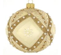 Magie di Natale Bola de cristal para árbol de Navidad, color champán, con diseño de flores, 10 cm