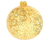 Magie di Natale Bola de cristal para árbol de Navidad con diseño floral de oro semitransparente de 10 cm