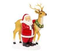Magie di Natale Figura de Papá Noel con renos con micro LED, color rojo y verde, 26 cm