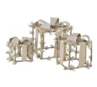 Magie di Natale Juego de 3 paquetes de regalo de Navidad con luz LED, decoración para interior y exterior