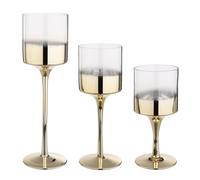 Magie di Natale Juego de 3 portavelas "Amanda" cáliz de cristal decorativo navideño (dorado)