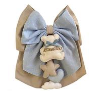 Magie di Natale Lazo de nacimiento de algodón personalizable hecho a mano 35 x 40 cm de altura "Made in Italy" gris claro - Organza celeste