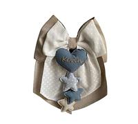 Magie di Natale Lazo de nacimiento de algodón personalizable hecho a mano 35 x 40 cm "Made in Italy" gris - blanco org