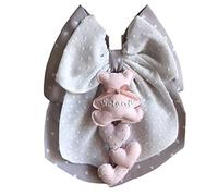 Magie di Natale Lazo de nacimiento de algodón personalizable hecho a mano 35 x 40 cm "Made in Italy" gris corazones - Organza blanca