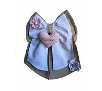 Magie di Natale Lazo de nacimiento de algodón personalizable hecho a mano 35 x 40 cm "Made in Italy" gris - blanco - rosa