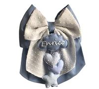 Magie di Natale Lazo de nacimiento de algodón personalizable hecho a mano 35 x 40 cm "Made in Italy" papel de azúcar nupcial - Organza blanca