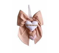 Magie di Natale Lazo de nacimiento de algodón personalizable hecho a mano 35 x 40 cm "Made in Italy" rosa polvo