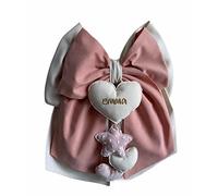 Magie di Natale Lazo de nacimiento de algodón personalizado hecho a mano 35 x 40 cm "Made in Italy" crema - rosa salmón