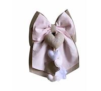 Magie di Natale Lazo de nacimiento de algodón personalizado hecho a mano 35 x 40 cm "Made in Italy" gris - rosa plumetis