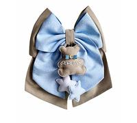 Magie di Natale Lazo de nacimiento de algodón personalizado hecho a mano 35 x 40 cm "Made in Italy" gris - lunares celestes