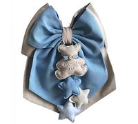 Magie di Natale Lazo de nacimiento de algodón personalizado hecho a mano 35 x 40 cm "Made in Italy" gris - azul - osito