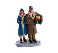 Magie di Natale Pareja de Navidad, Personaje para Pueblo de Navidad en Poliresina