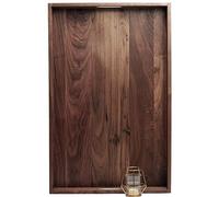 MAGIGO Bandeja otomana rectangular extragrande de madera de nogal negro de 28 x 18 pulgadas con asas, sirve té, café o desayuno en la cama, bandeja decorativa clásica de madera para servir