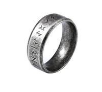 MAGIIE Anillo Banda Hombre Plata,Anillo Hombre Lobo Celta/Runas Vikingas/Craneo/Olas/Picas A,Vintage Anillo Estilo Rock and Roll Punk,Anillos para Graduación Navidad Concierto (Plata runa, 24)