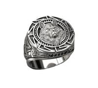 MAGIIE Anillo de Acero Inoxidable para Hombre,Anillo Vintage de Hip Hop Rock,Anillo del Guerrero Anillos Hombre Grandes (Plate, 27)