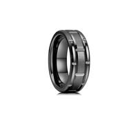 MAGIIE Anillos Vintage Clásico 8mm Hombre Banda Negro,Cuadros Buen Regalo para su Amor Boda Compromiso Navidad Graduación