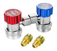 Magiin R134A Acopladores Rápidos 2 Piezas 1/4" AC R134A Ajustable Acoplador Rpido Conector Adaptador de Conversión de Aire Acondicionado para Automóvil de Alta Presión y Baja Presión