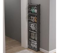 MAGINELS Organizador de zapatos de 5 niveles con cubierta, gabinete de almacenamiento delgado para zapatos, detrás de la puerta, estante estrecho para zapatos, armario, entrada, color negro