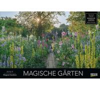 Magische Gärten 2027: Großer Foto-Wandkalender mit Bildern von verwunschenen Gärten. Edler schwarzer Hintergrund. PhotoArt Panorama Querformat: 58x39 cm.