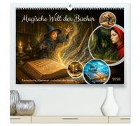 Magische Welt der Bücher - Fantastische Abenteuer zwischen den Seiten (hochwertiger Premium Wandkalender 2026 DIN A2 quer), Kunstdruck in Hochglanz: ... die aus Büchern zum Leben erwachen.