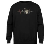 MAGITONE Amante De La Música Tambor Latido del Corazón Baterista Jersey Negro Unisex Sin Género Cuello Redondo Unisex Black Jumper Genderless Crewneck
