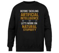 MAGITONE Antes De Abordar La Inteligencia Artificial Jersey Negro Unisex Sin Género Cuello Redondo Unisex Black Jumper Genderless Crewneck