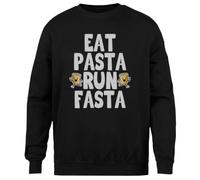 MAGITONE Comer Pastas Correr Más Rápido Jersey Negro Unisex Sin Género Cuello Redondo Unisex Black Jumper Genderless Crewneck