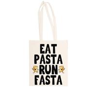 MAGITONE Comer Pastas Correr Más Rápido Totebag Unisex Saco Compras Beige Reutilizable Unisex Totebag Beige Shopping Sack Reusable