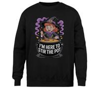 MAGITONE Estoy Aquí para Revolver La Olla Jersey Negro Unisex Sin Género Cuello Redondo Unisex Black Jumper Genderless Crewneck