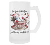 MAGITONE Estoy Bien Solo Estoy Teniendo Una Crisis Taza De Bebida Con Mango De Taza De Cerveza De Vidrio Glass Beer Cup Handled Beverage Mug