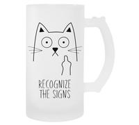 MAGITONE Gato Dedo Medio Taza De Bebida Con Mango De Taza De Cerveza De Vidrio Glass Beer Cup Handled Beverage Mug