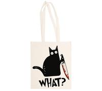 MAGITONE Gato Qué Totebag Unisex Saco Compras Beige Reutilizable Unisex Totebag Beige Shopping Sack Reusable